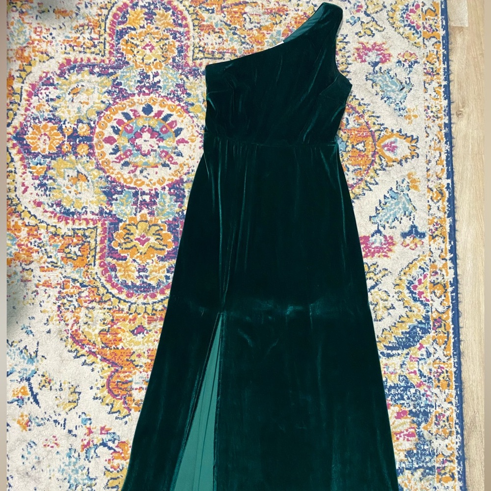 Baltic Born Green Strapless Velvet Gown
